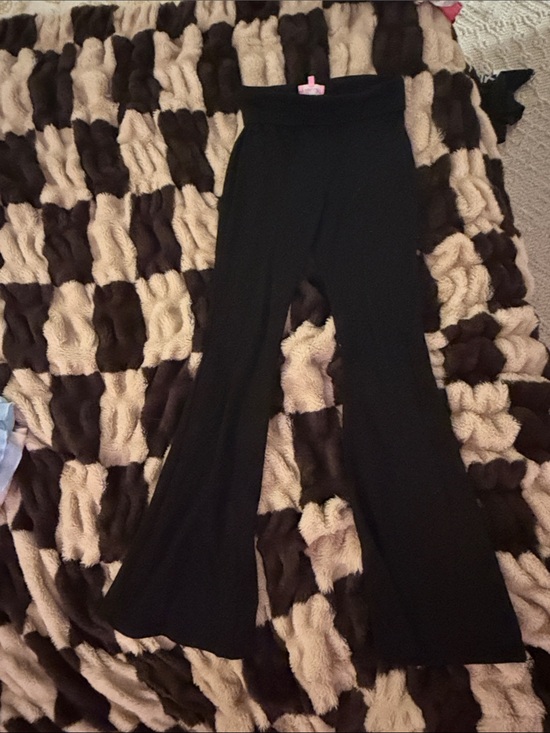 Edikted Pants - Edikted Women's Black Flared fold over Pants